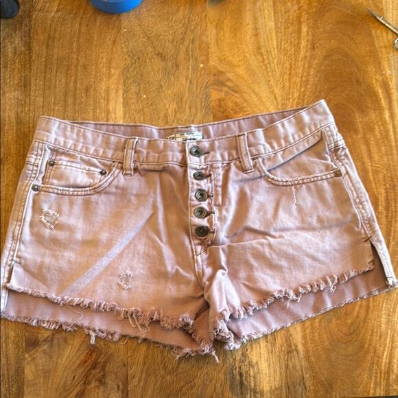 Free people runway slouch distressed denim shorts size 29 mauve - Picture 4 of 9